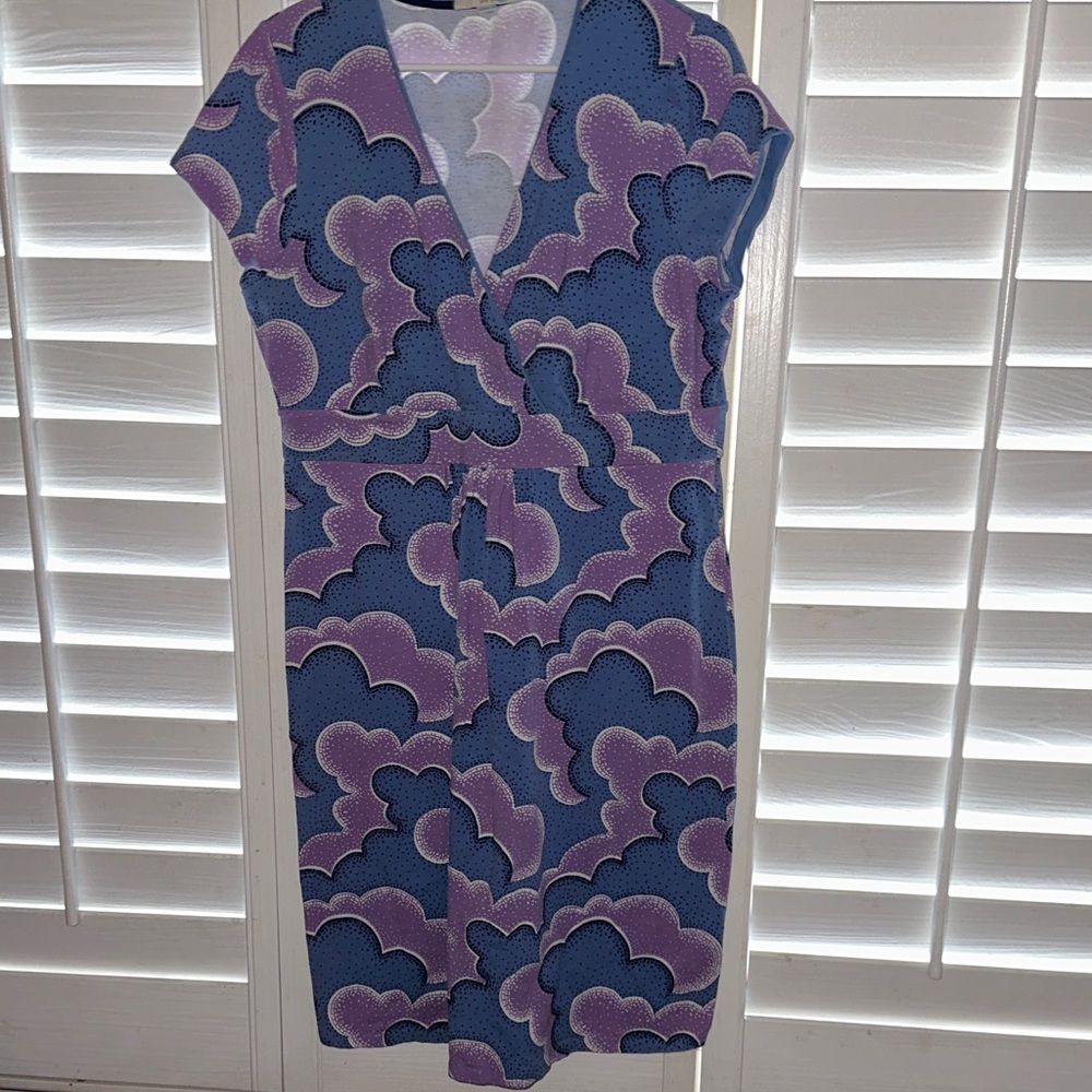 Boden Blue and Purple Patterned Midi Dress